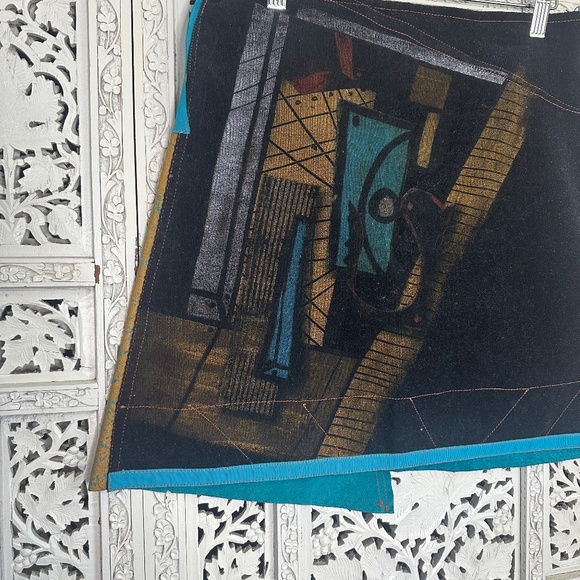 OHDD Save The Queen Avante Garde Steam Punk Denim & Suede Leather Skirt Sz Small - Picture 2 of 9